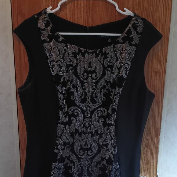 Jax Black Label Metallic Jacquard Sleeveless Sheath Dress Plus 14 Evening - Picture 7 of 9